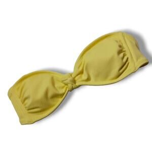 Xhilaration Juniors Yellow Ribbed Knot-Front Bandeau Bikini Swim Top Size Small